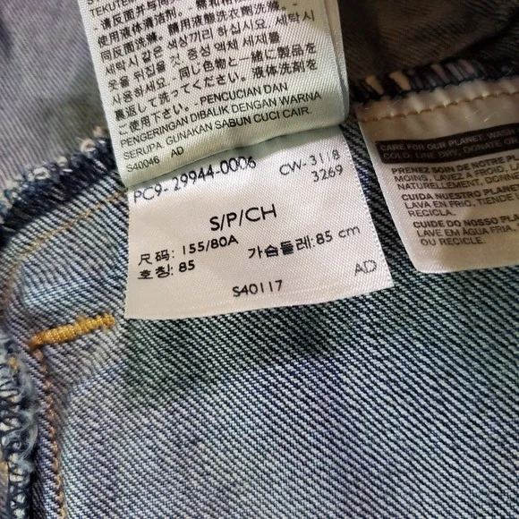 Levi's Women Jacket Small Blue Denim Trucker Babe Long Sleeve Collar - Picture 9 of 9